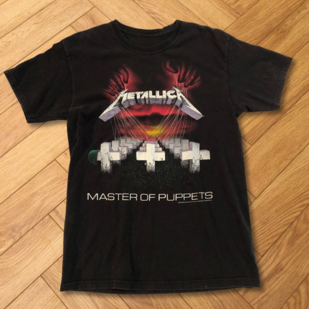 Black Metallica Master Of Puppets Graphic Tee Iconic Album Art Shirt